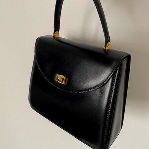 Bally top handle black leather bag